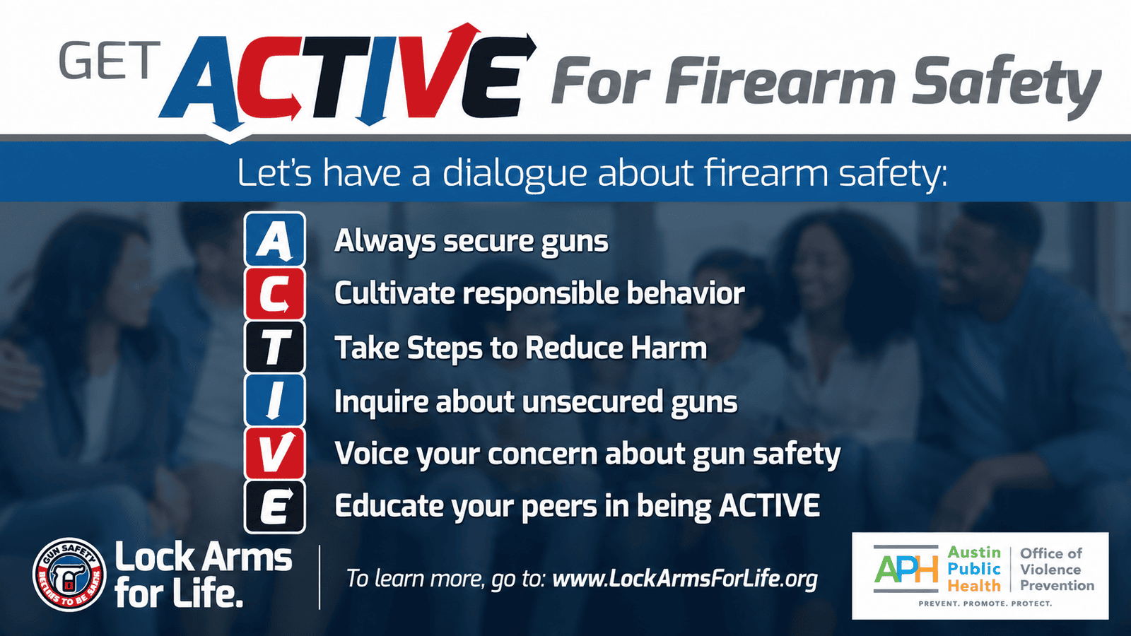 Get ACTIVE firearm safety postcards explaining six steps for responsible firearm safety