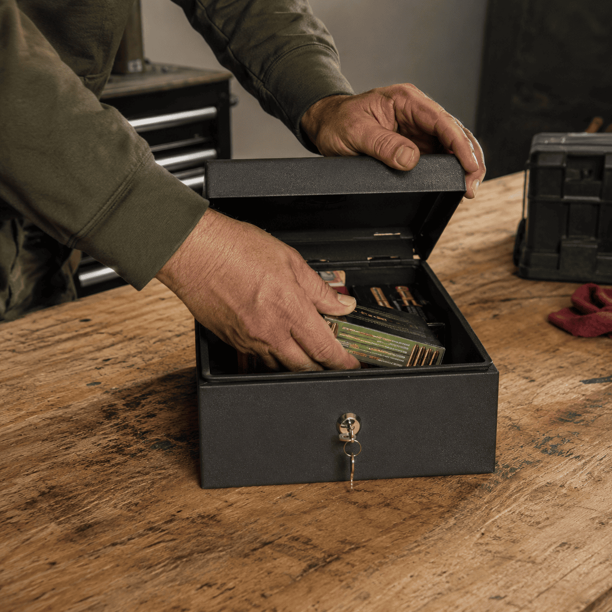 Ammunition stored locked and separately from firearms