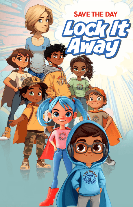 Save the Day, Lock It Away firearm safety graphic novel for children